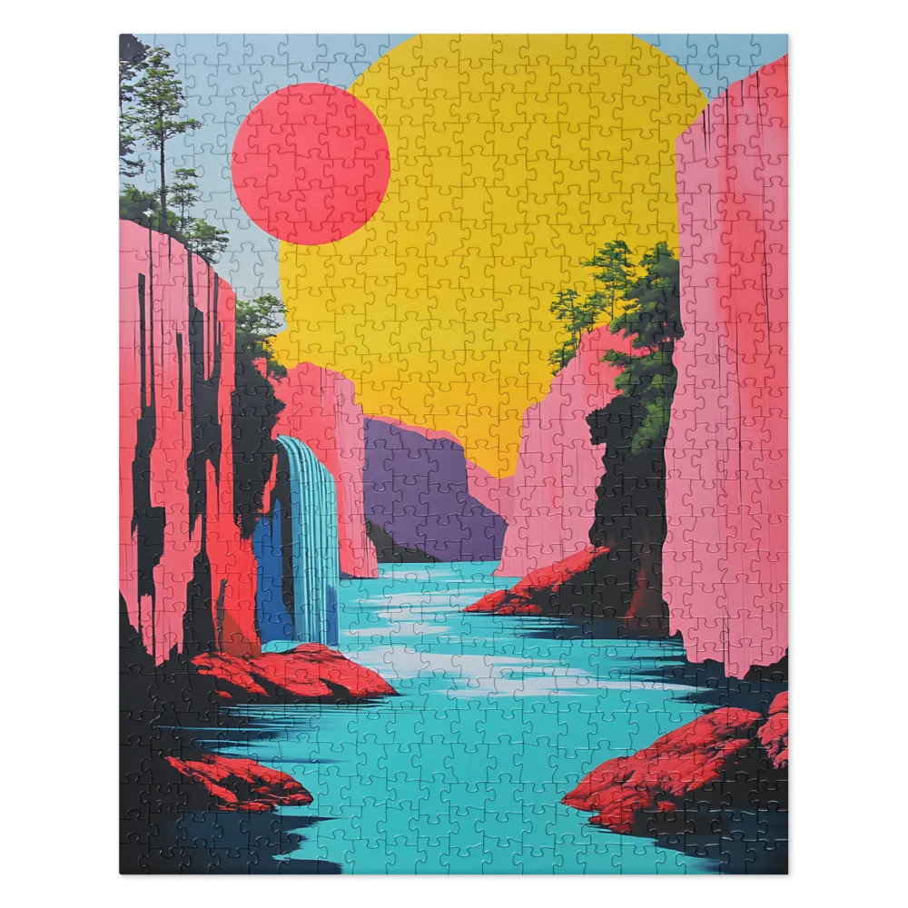 Dreamscape of Pink Cliffs and Turquoise Waters | Jigsaw Puzzle | 520 pieces