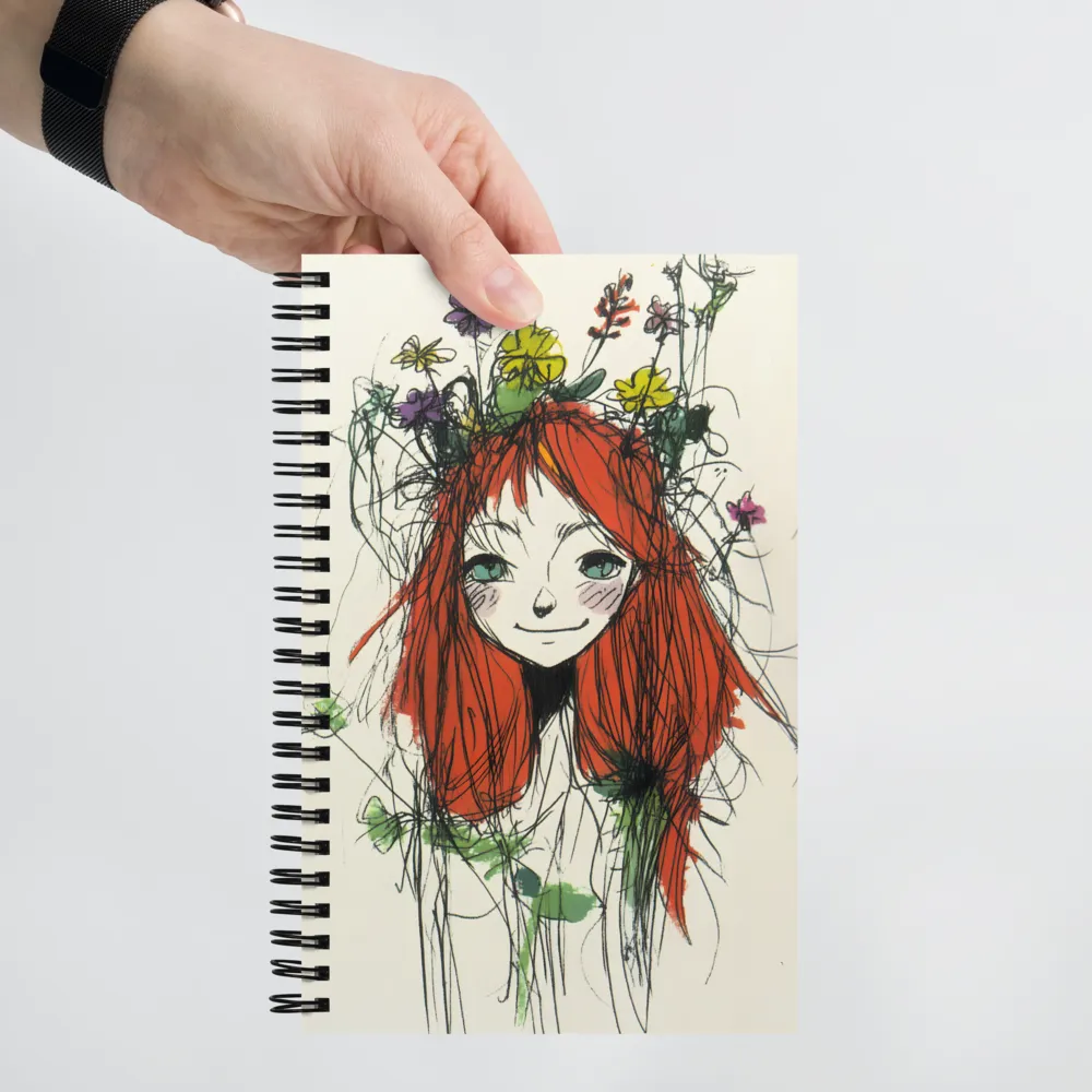 Whimsical Floral Portrait | Spiral Notebook