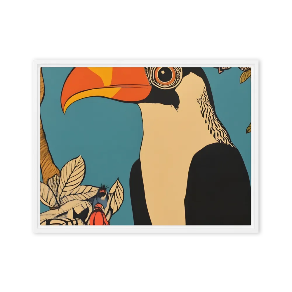 Tropical Majesty: The Toucan at Rest | Canvas with White Frame | 18″×24″