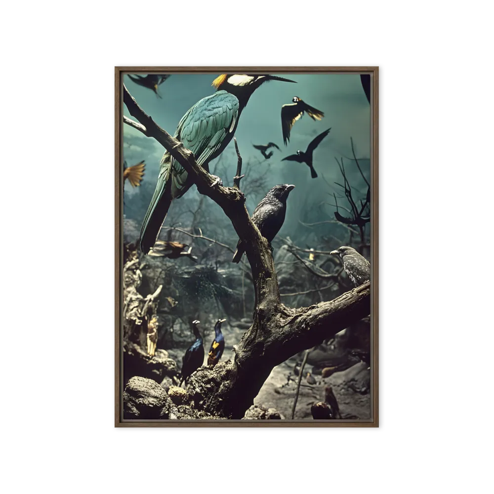 Whispers of the Avian Realm | Canvas with Brown Frame | 20″×28″