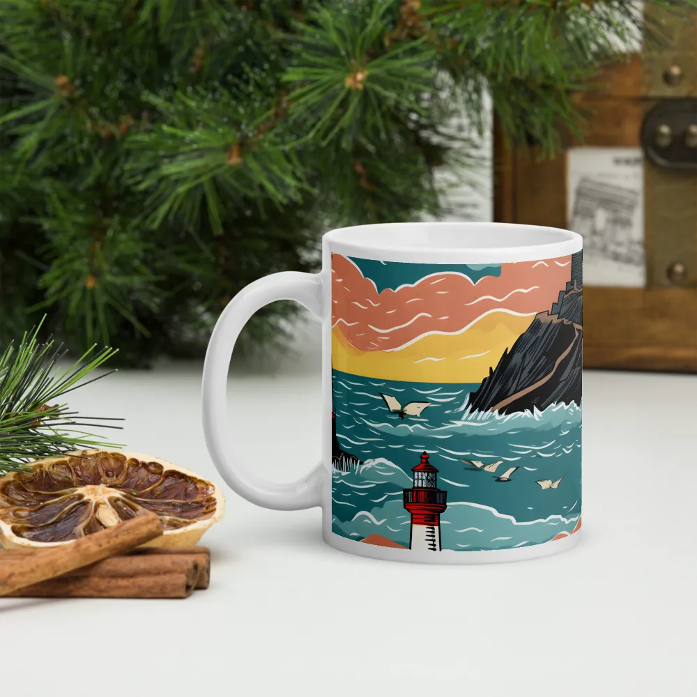 Lighthouses in a Whimsical Ocean | Mugs | Multiple Sizes & Colors