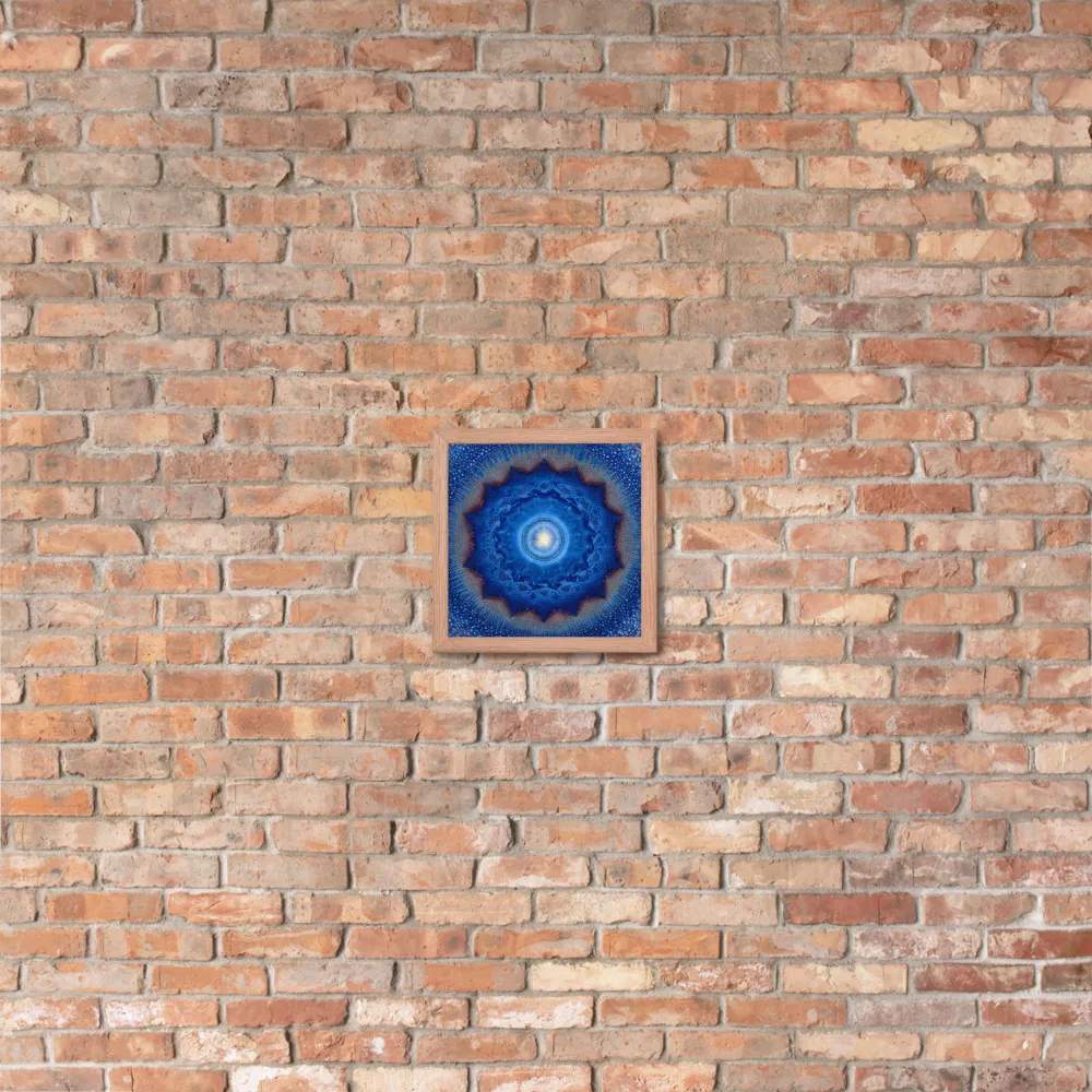 Luminous Blue Mandala 
 Poster with Red oak Frame | 10″x 10″