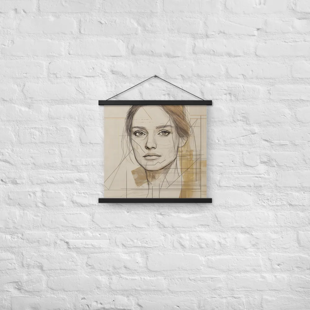 Geometric Elegance: A Modern Portrait | Poster With Black Wood Hanger | 18″×18″
