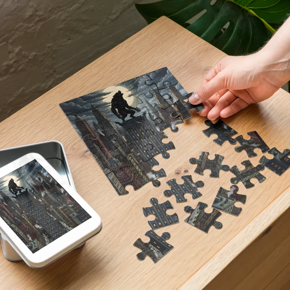 Rooftop Howl 
 Jigsaw Puzzle in Tin Box