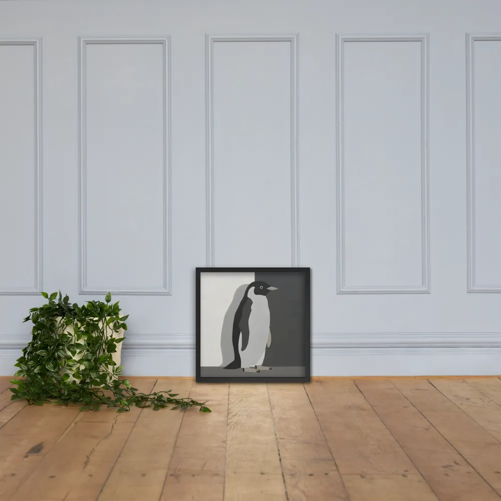Monochrome Penguin 
 Poster with Black Frame | 18″x 18″