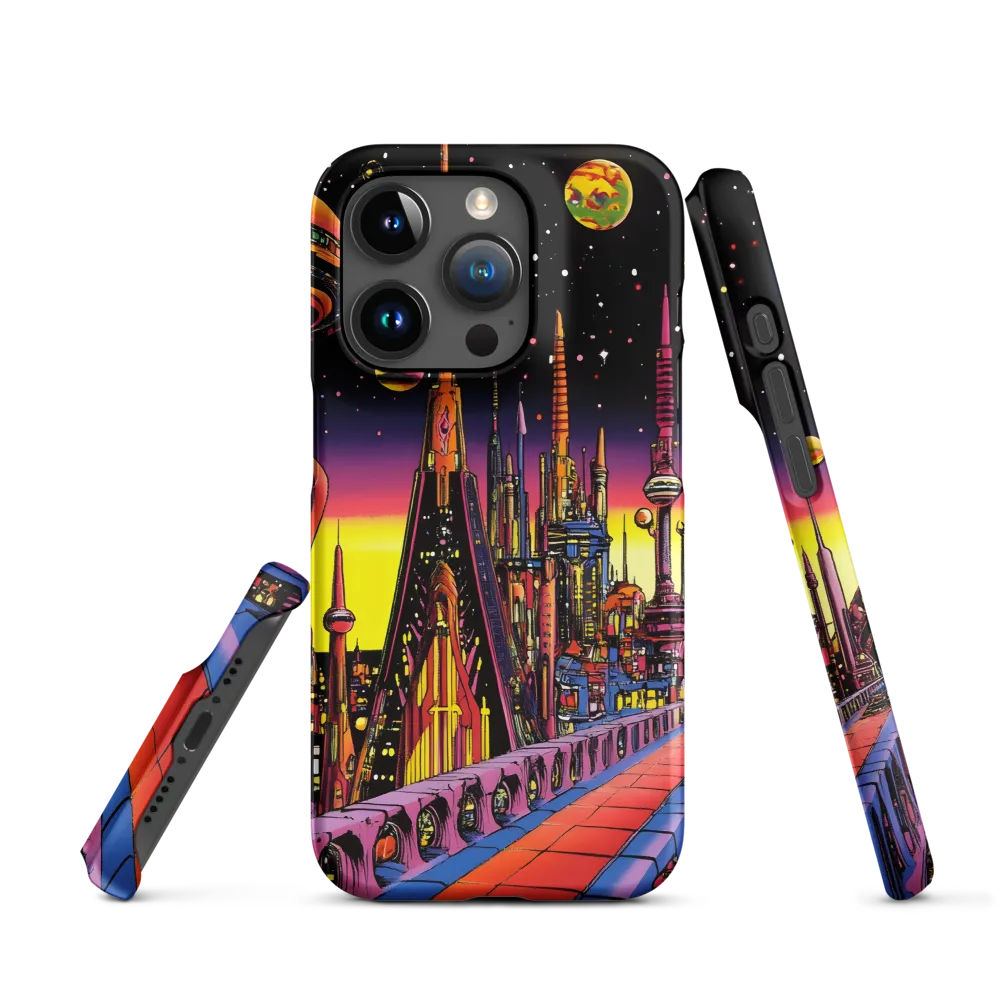 Futuristic Cosmos: A Journey Through Neon Cities | Phone Case |  15 Pro | Snap Case | Matte