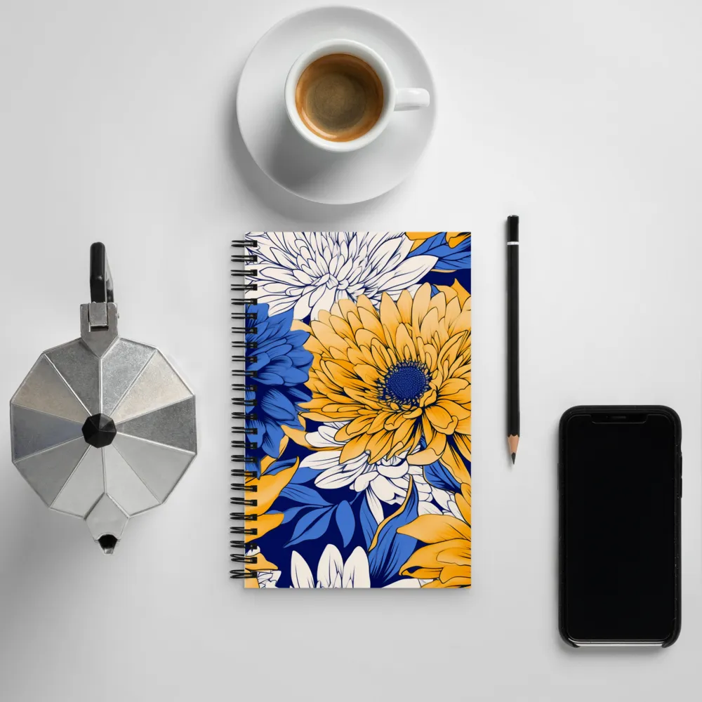 Floral Harmony in Blue and Yellow | Spiral Notebook