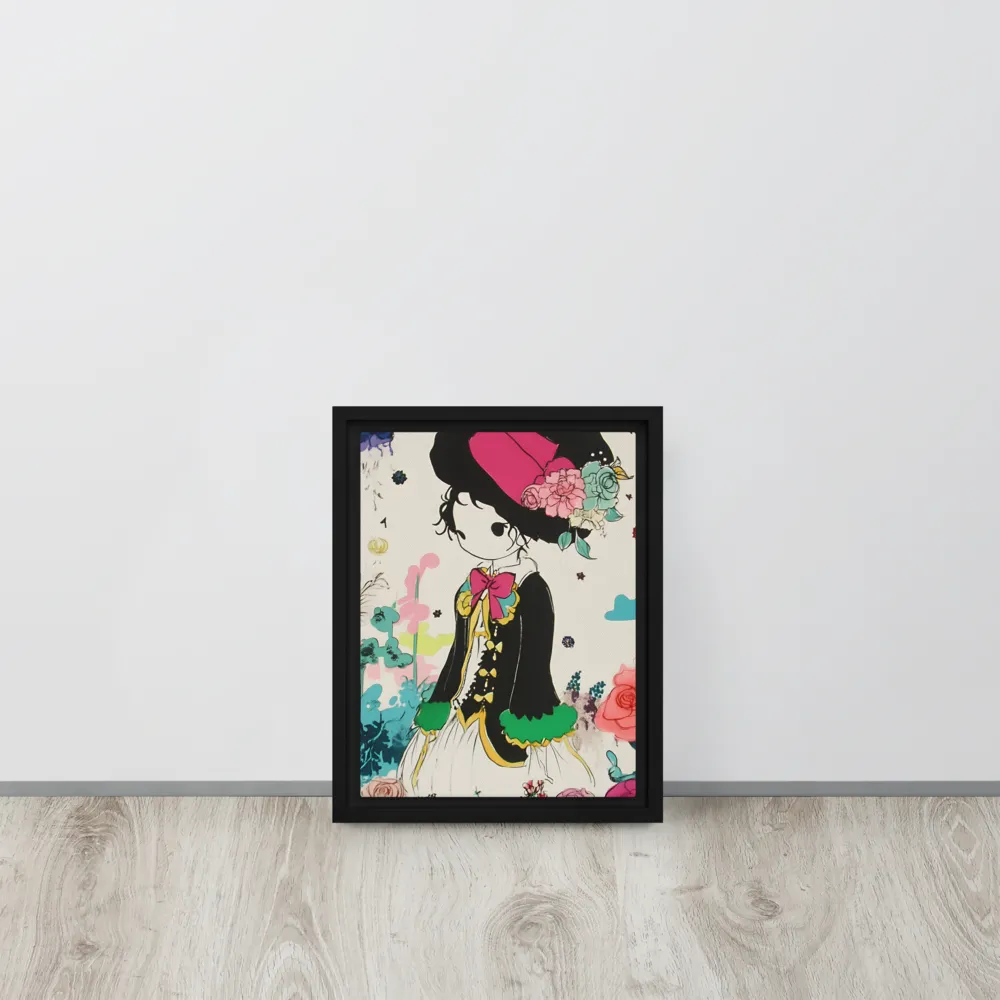 Whimsical Garden Reverie | Canvas with White Frame | 9″×12″