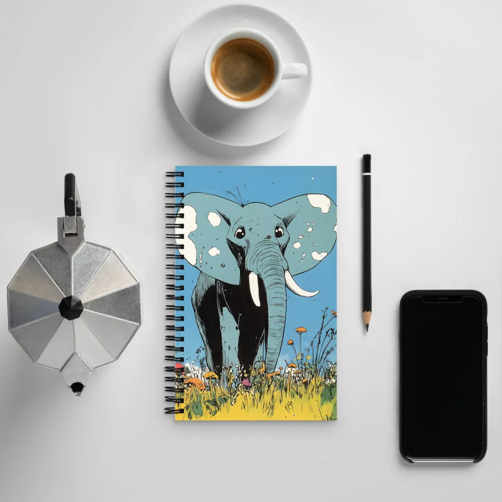 Whimsical Blue Elephant in Bloom | Spiral Notebook