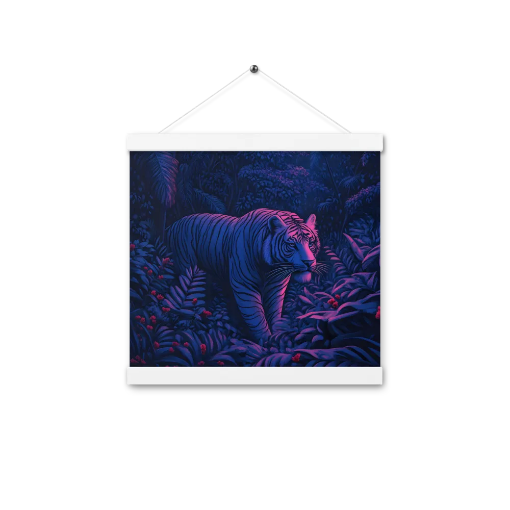Mystic Prowler: The White Tiger in the Jungle | Poster With White Wood Hanger | 12″×12″