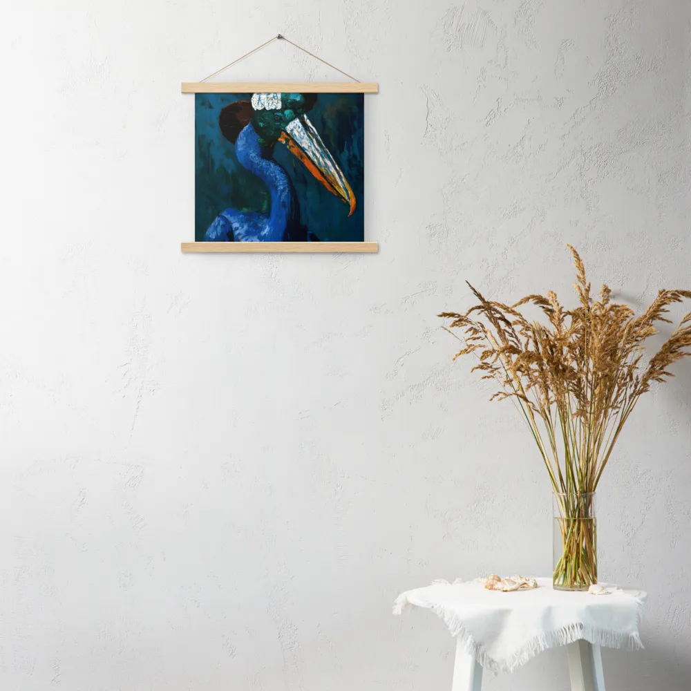 Majestic Absurdity: The Hat-Wearing Bird | Poster With Oak Wood Hanger | 14″×14″