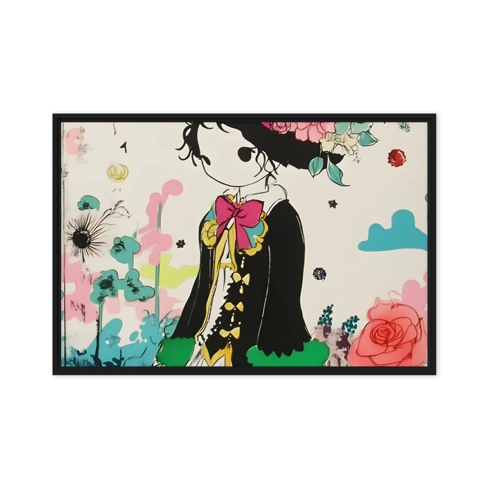 Whimsical Garden Reverie | Canvas with Black Frame | 24″×36″