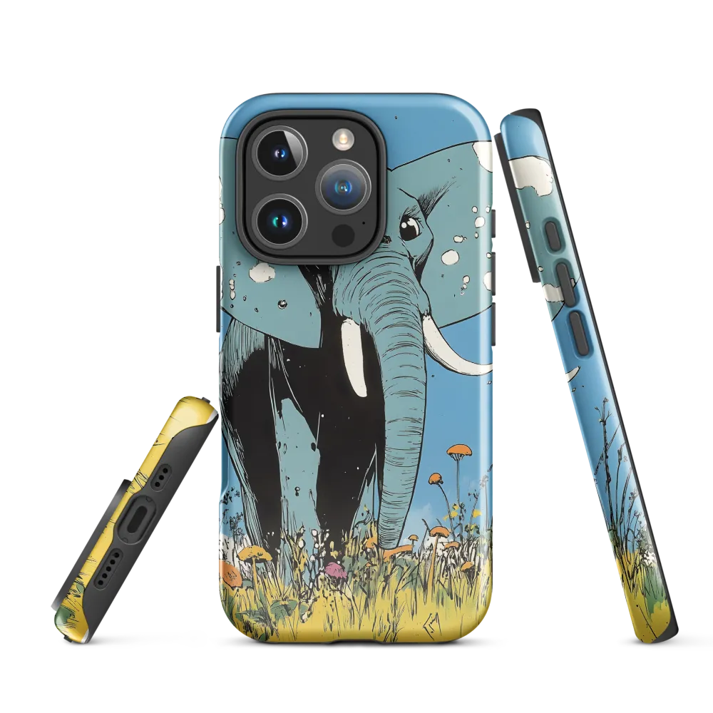 Whimsical Blue Elephant in Bloom