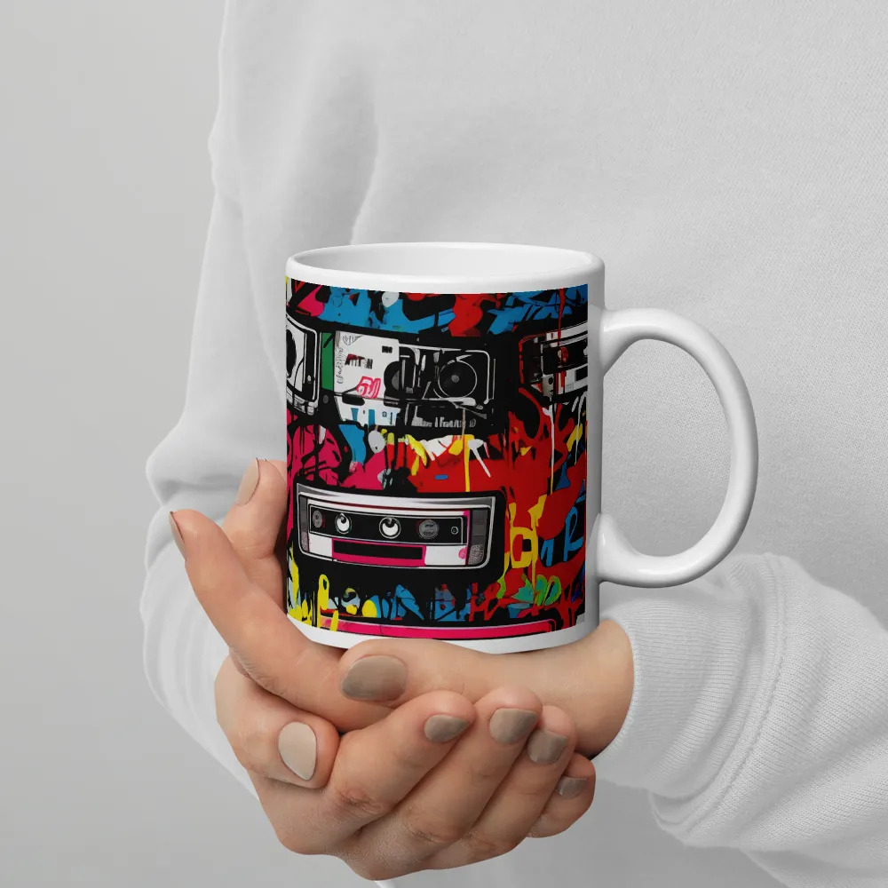 Urban Nostalgia: A Retro Cassette Explosion | Mugs | Multiple Sizes & Colors