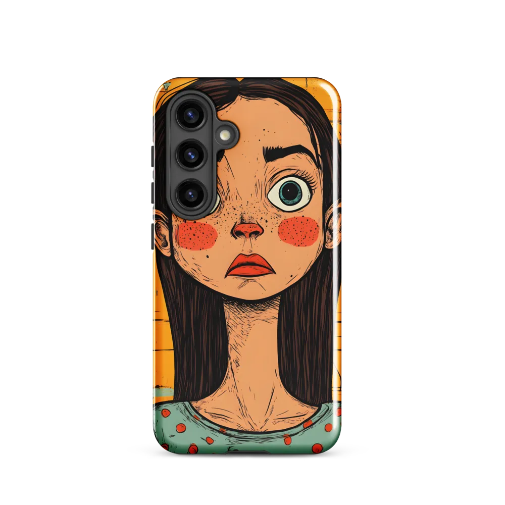 Wide-Eyed Portrait on Distressed Yellow Planks