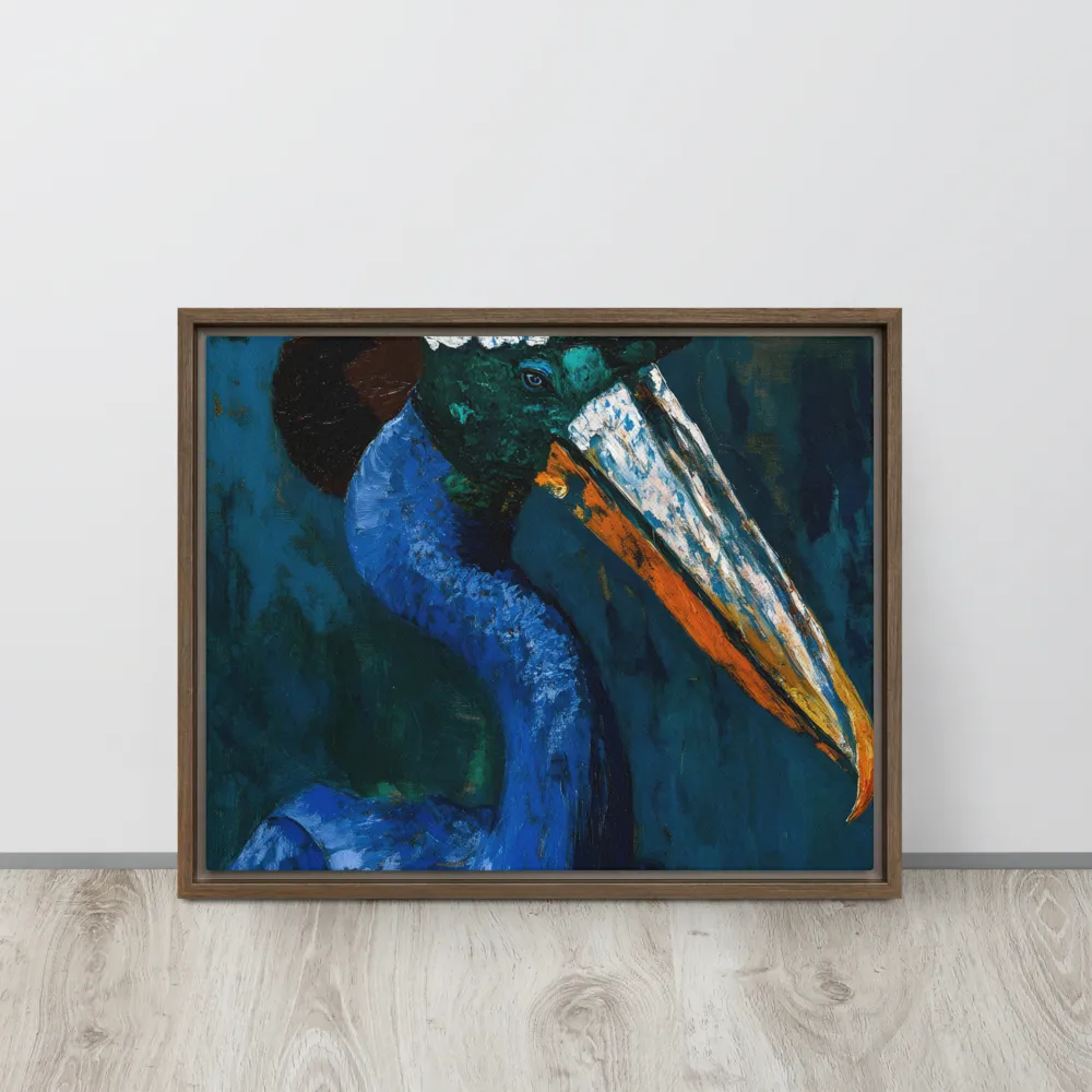 Majestic Absurdity: The Hat-Wearing Bird | Canvas with Brown Frame | 16″×20″