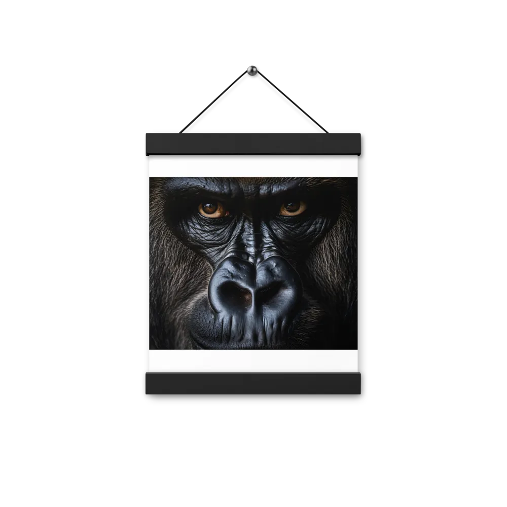 Gaze of the Wild: A Gorilla's Portrait | Poster With Black Wood Hanger | 8″×10″