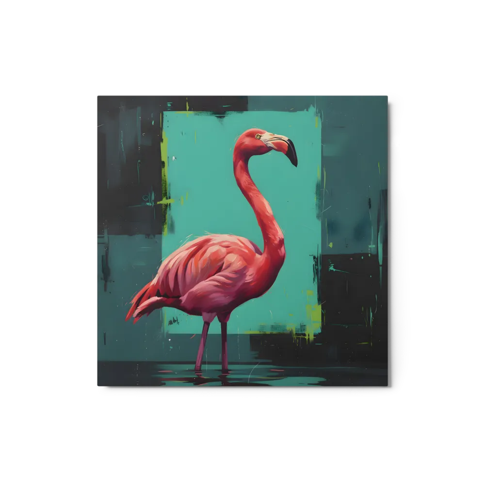 Teal Flamingo 
 Metal Print | 12″x 12″