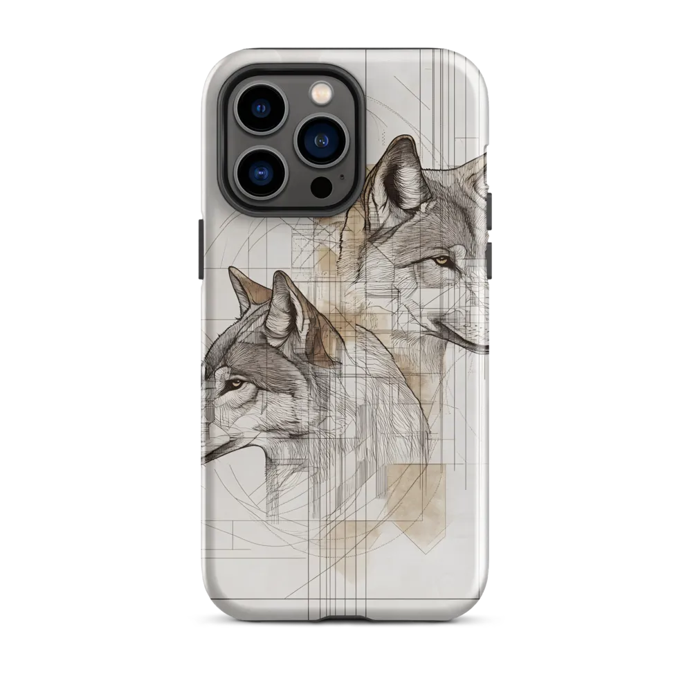 Geometric Harmony: The Essence of Wolves | Phone Case |  14 Pro Max | Tough Case | Glossy