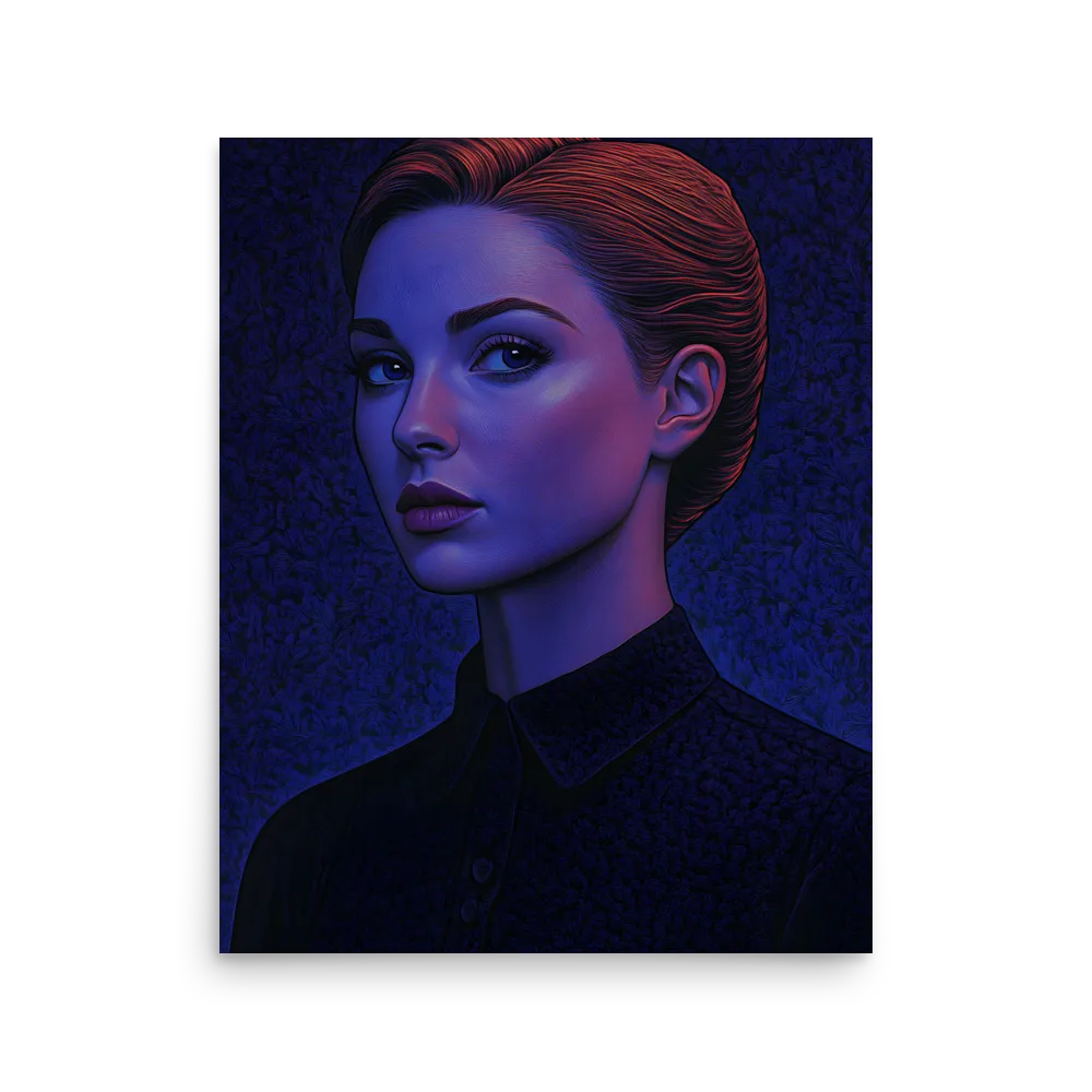 Ethereal Portrait in Blue and Red | Poster | 16″×20″