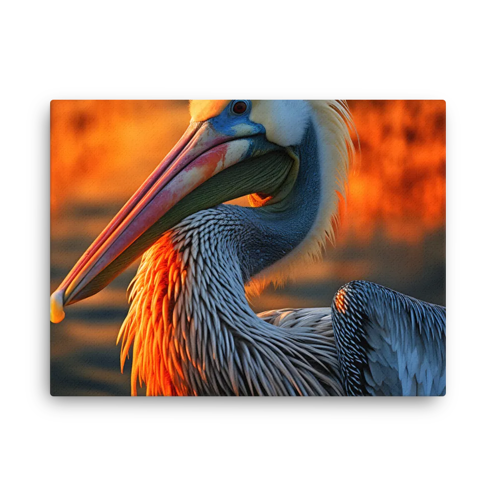 Elegance of the Pelican at Sunset | Thin Canvas | 18″×24″