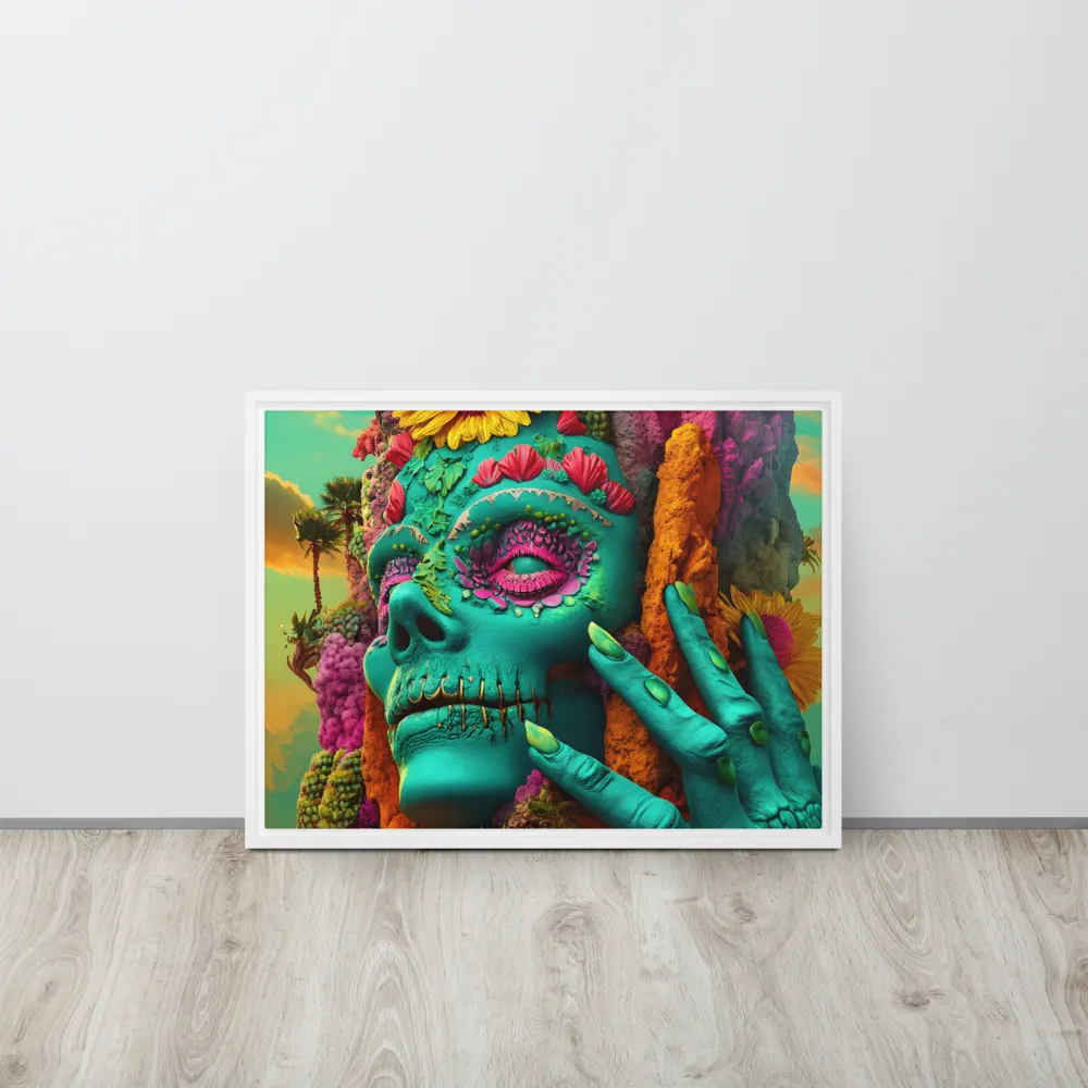 Ethereal Skull Garden | Canvas with White Frame | 18″×24″