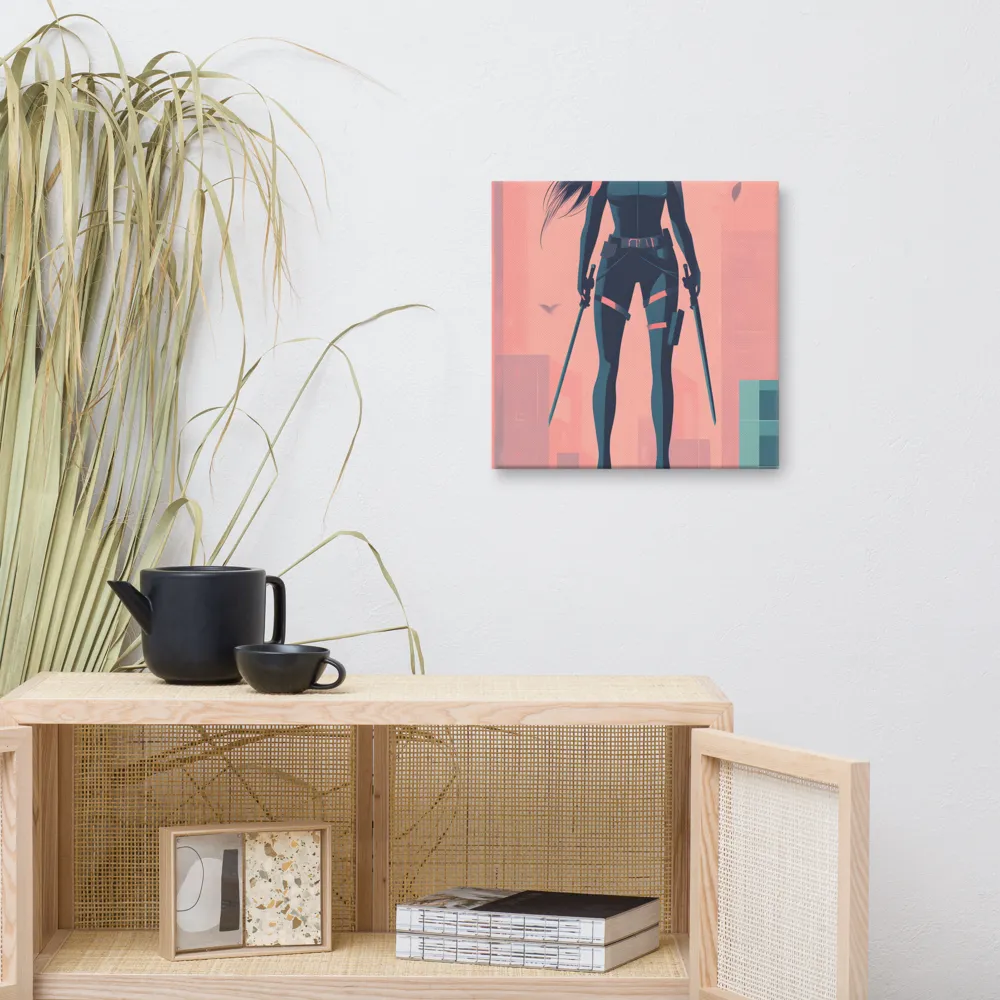 Urban Sentinel: A Warrior's Stand | Canvas | 16″×16″