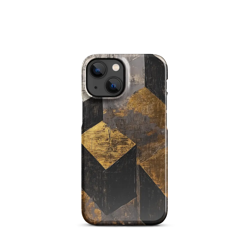 Geometric Harmony in Gold and Black | Phone Case |  13 Mini | Snap Case | Glossy