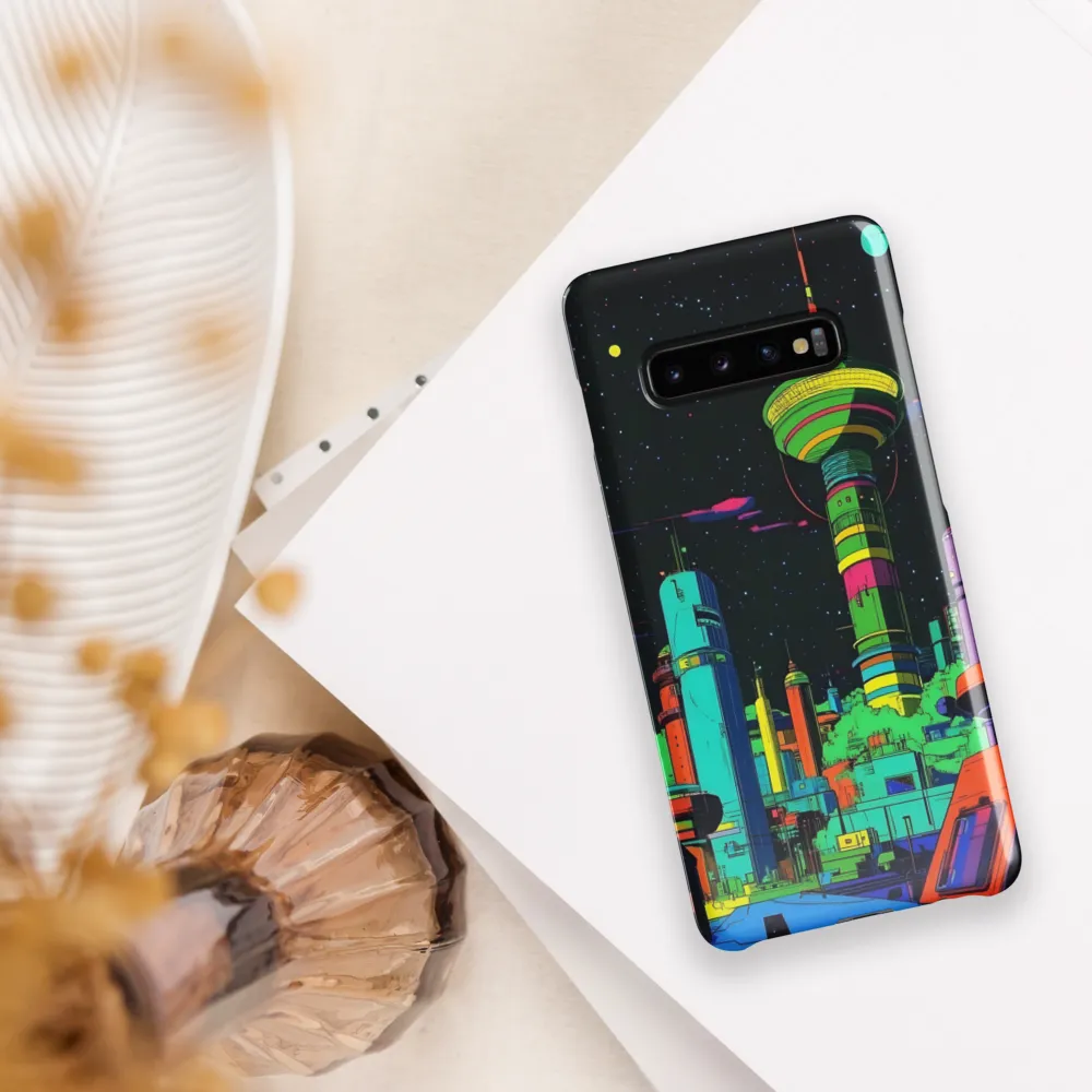 Neon Dreams: A Futuristic Cityscape | Phone Case |  S10 Plus | Snap Case | Glossy