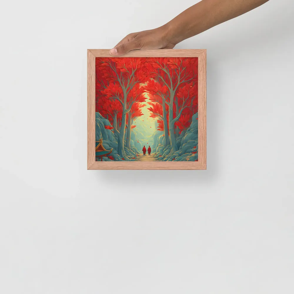 Crimson Grove 
 Poster with Red oak Frame | 10″x 10″