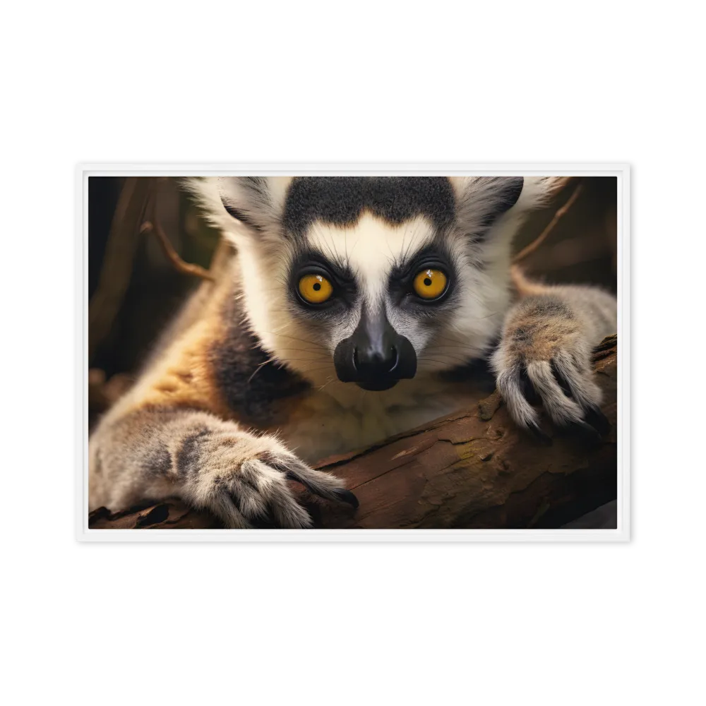The Watchful Lemur | Canvas with White Frame | 20″×30″