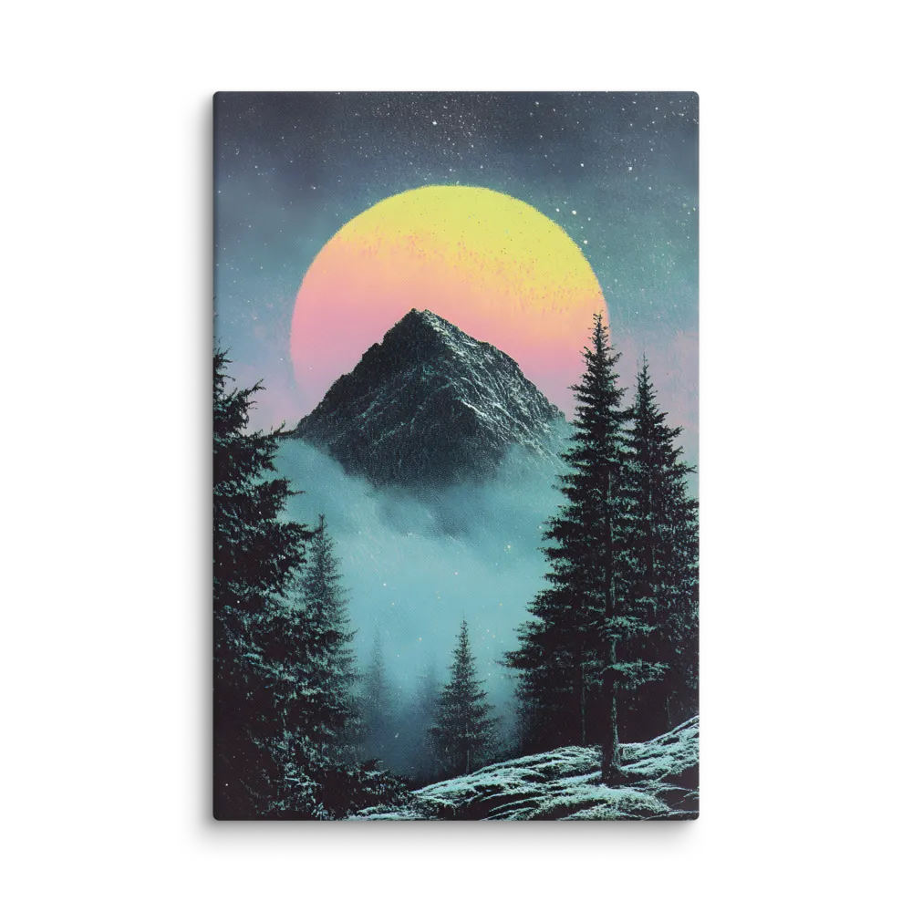 Ethereal Peaks Under Celestial Lights | Art Print