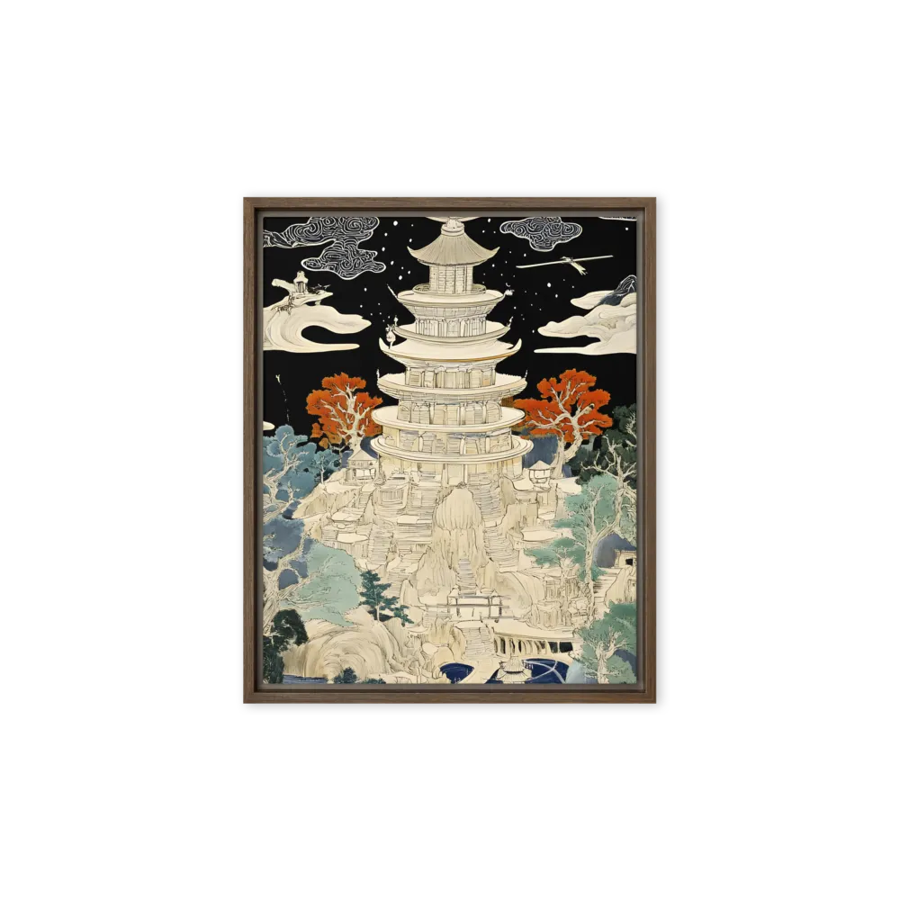 Whispers of the Pagoda | Canvas with Brown Frame | 8″×10″