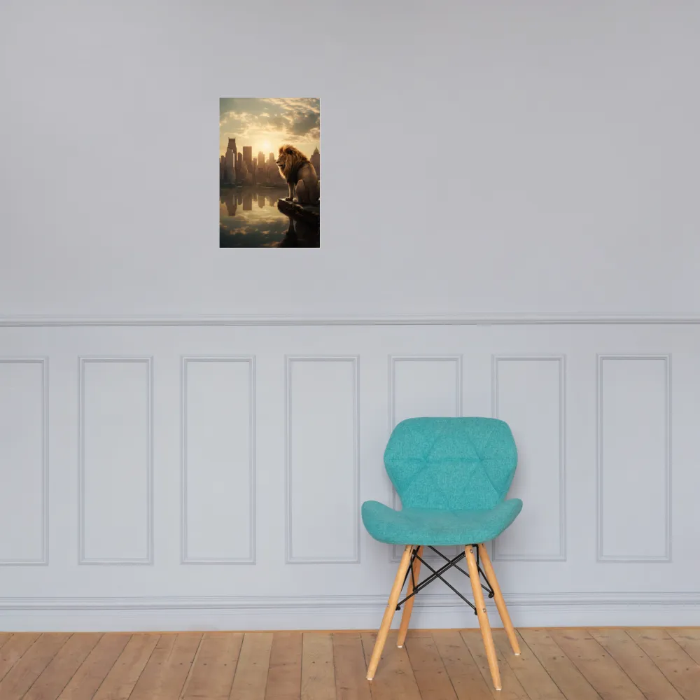 The Lion's Gaze Over the Urban Symphony | Poster | 12″×18″