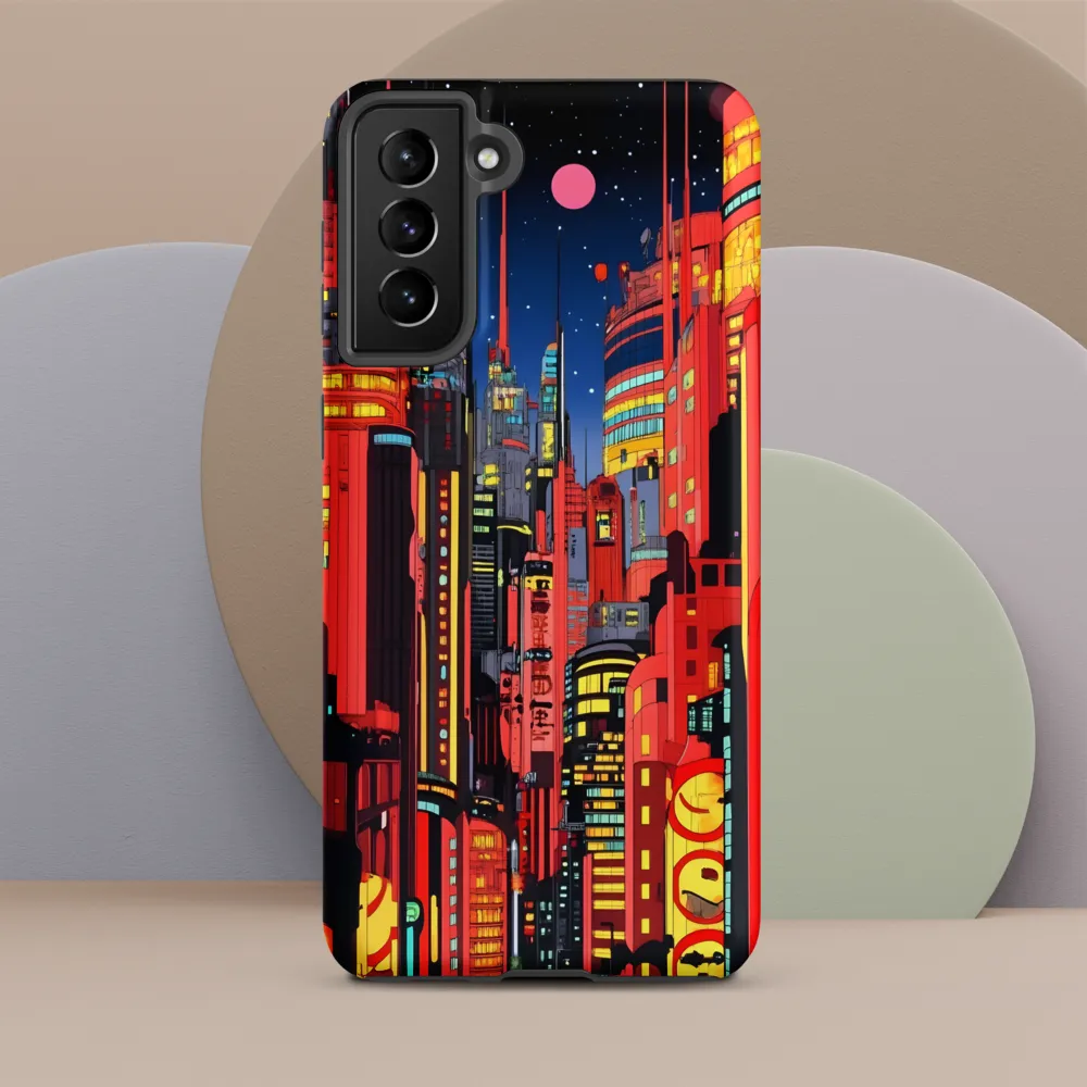 Neon Dreams: A Cyberpunk Cityscape | Phone Case |  S21 Plus | Tough Case | Matte