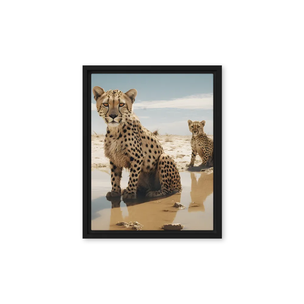 Silent Watchers of the Savanna | Canvas with Black Frame | 11″×14″