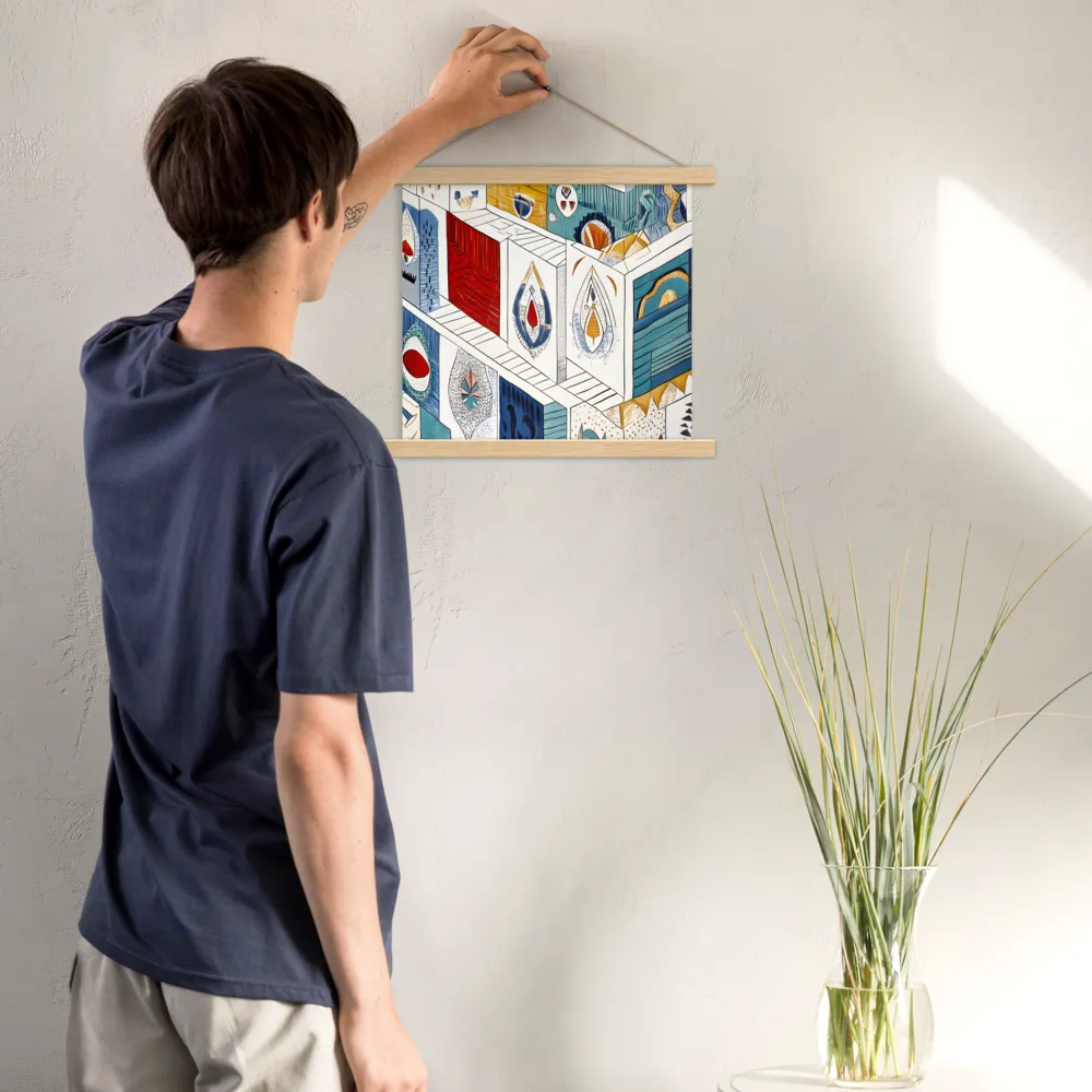 Symphony of Geometric Harmony | Poster With Oak Wood Hanger | 14″×14″