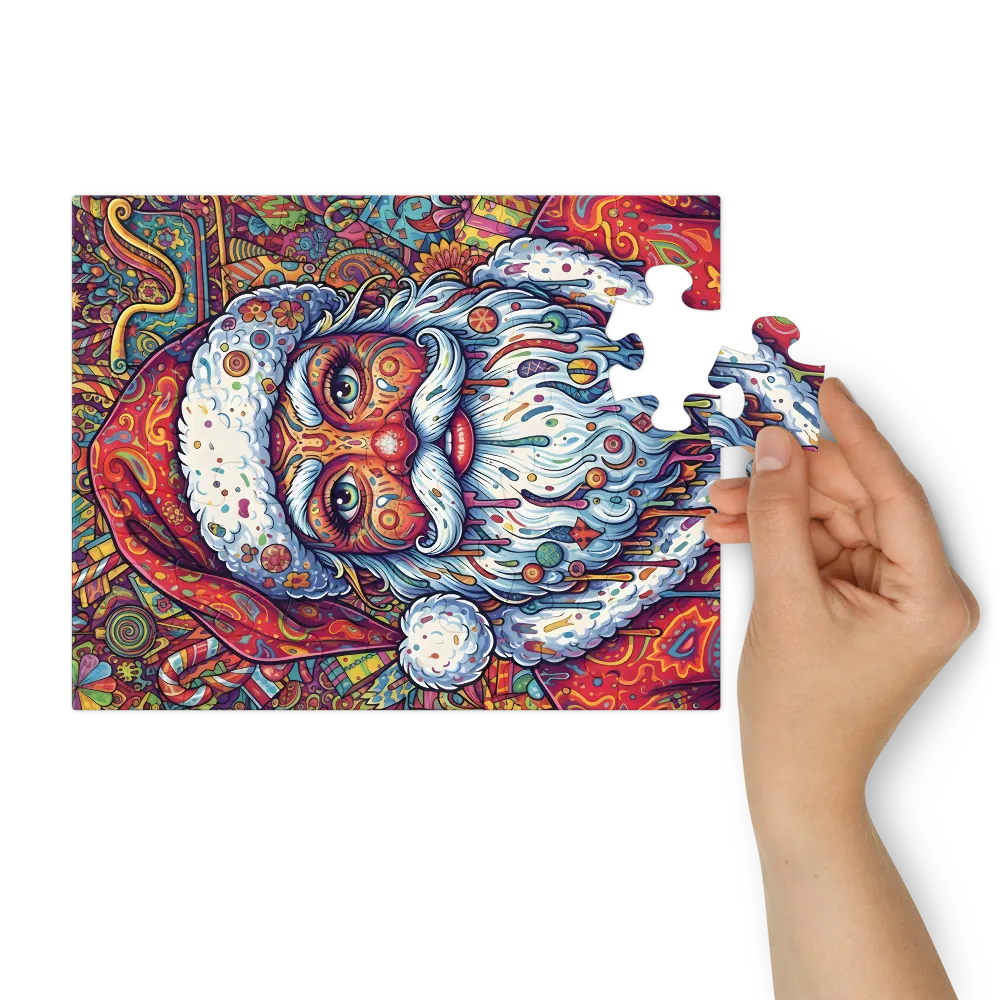 Psychedelic Santa 
 Jigsaw Puzzle in Tin Box