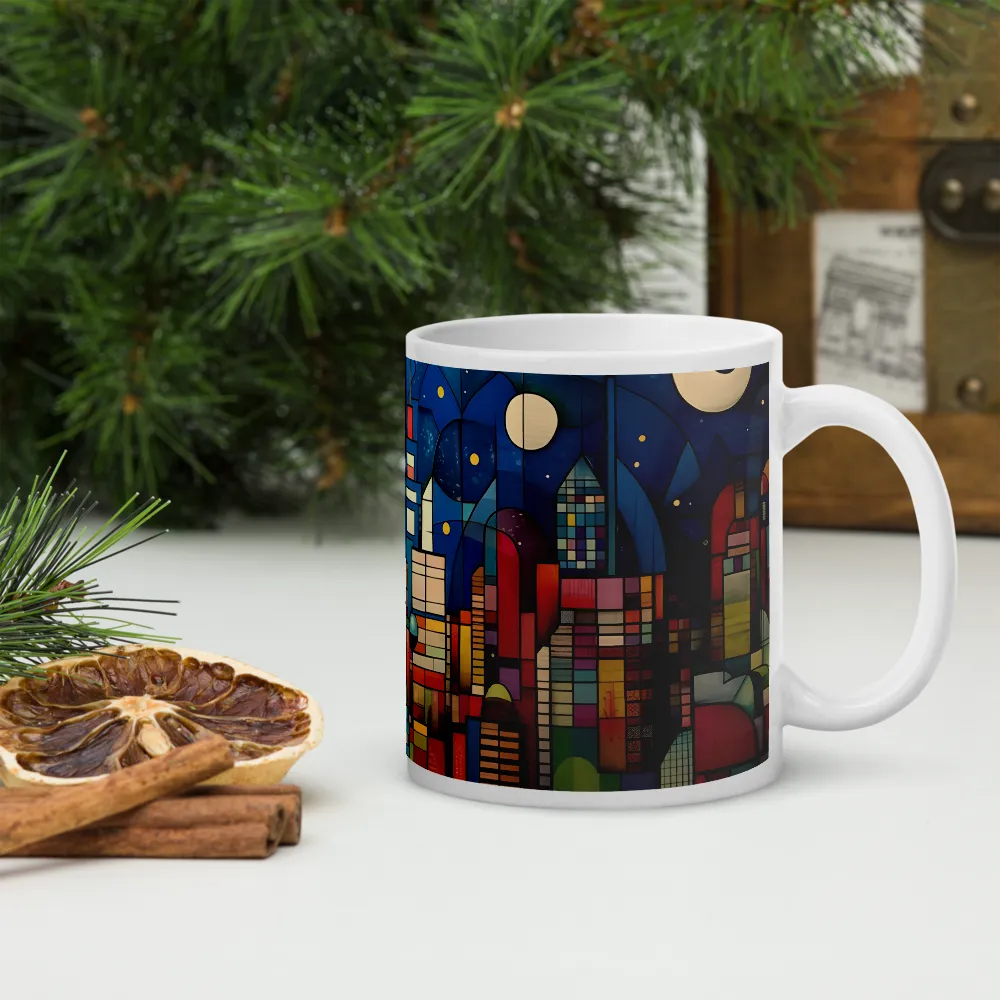 Geometric Harmony: A Vibrant Cityscape | Mugs | Multiple Sizes & Colors