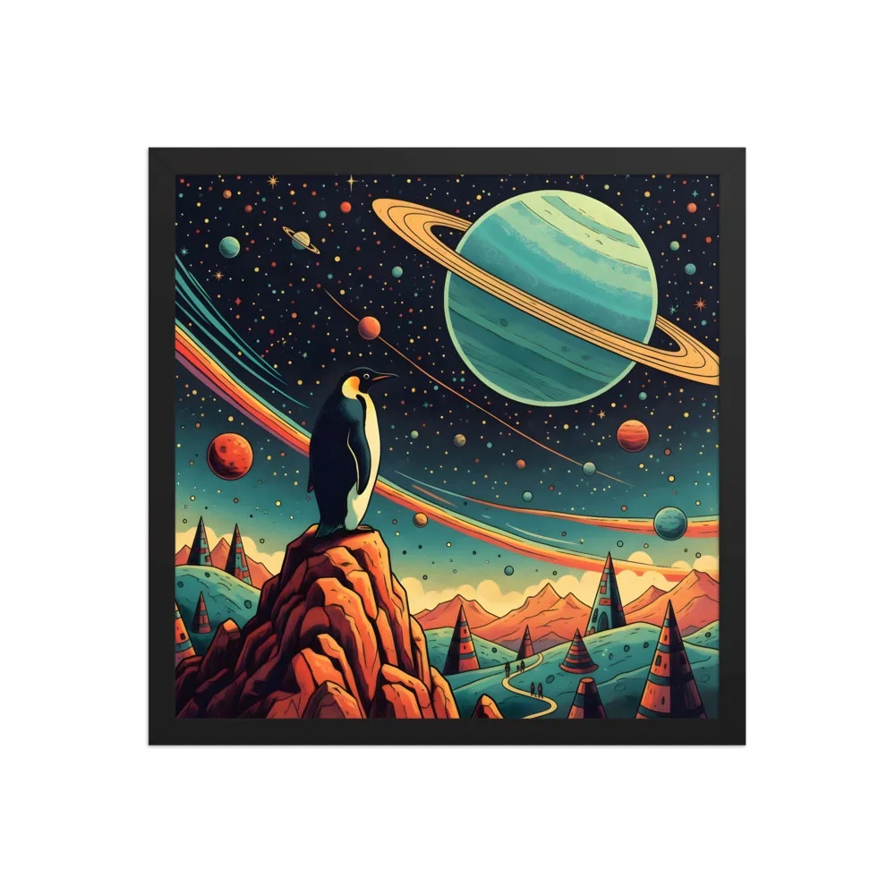 Cosmic Penguin 
 Poster with Black Frame | 16″x 16″