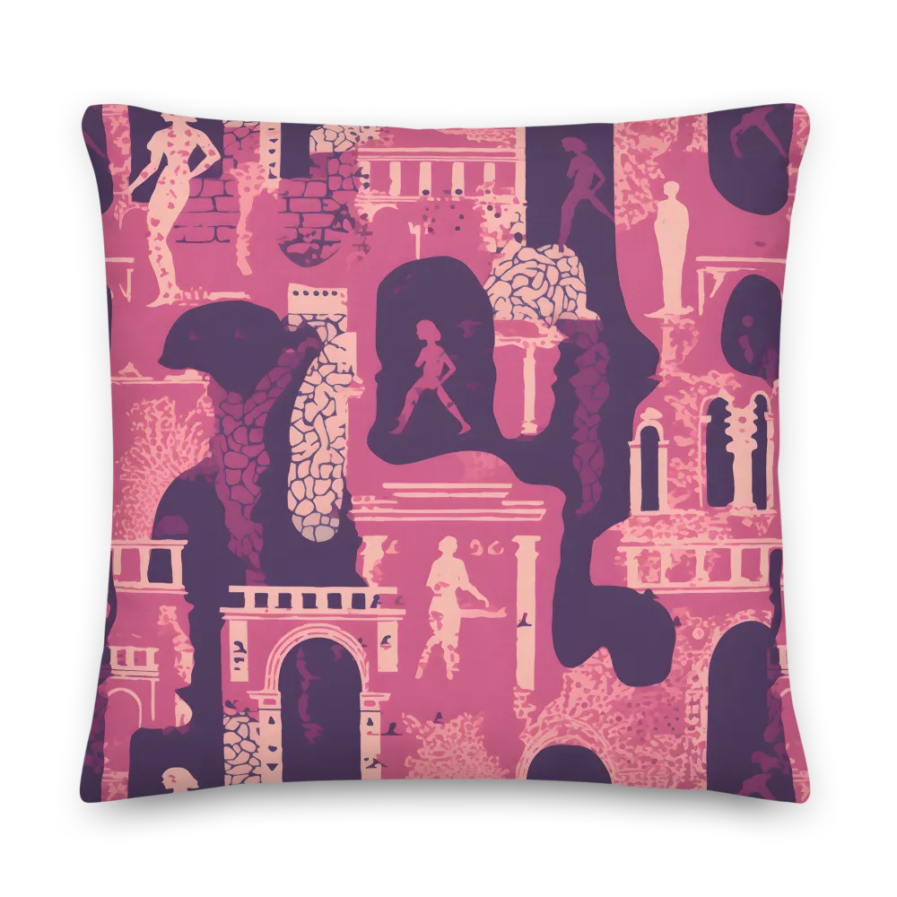 Whimsical Interplay of Figures and Architecture | Pillow & Pillow Case | Multiple Sizes