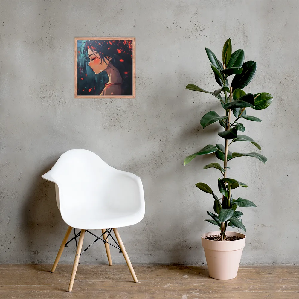 Whispers of Melancholy | Poster with Red oak Frame | 16″×16″