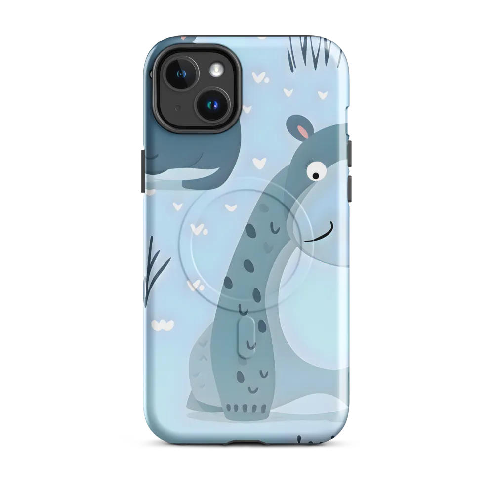 Whimsical Hippo Delight | Phone Case |  14 Plus | MagSafe® Tough Case | Glossy