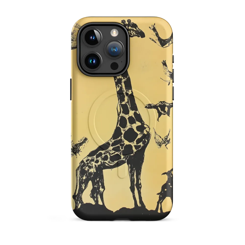 Whimsical Harmony of Giraffe and Birds