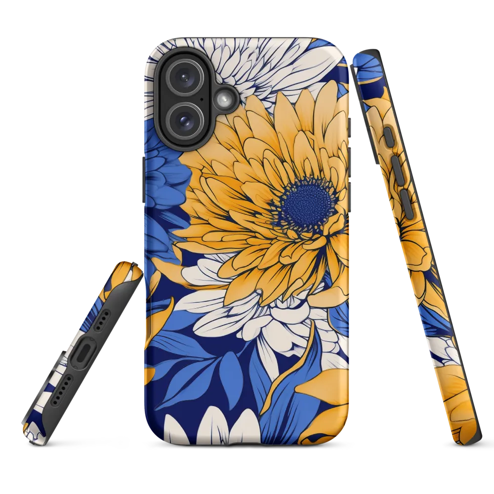 Floral Harmony in Blue and Yellow