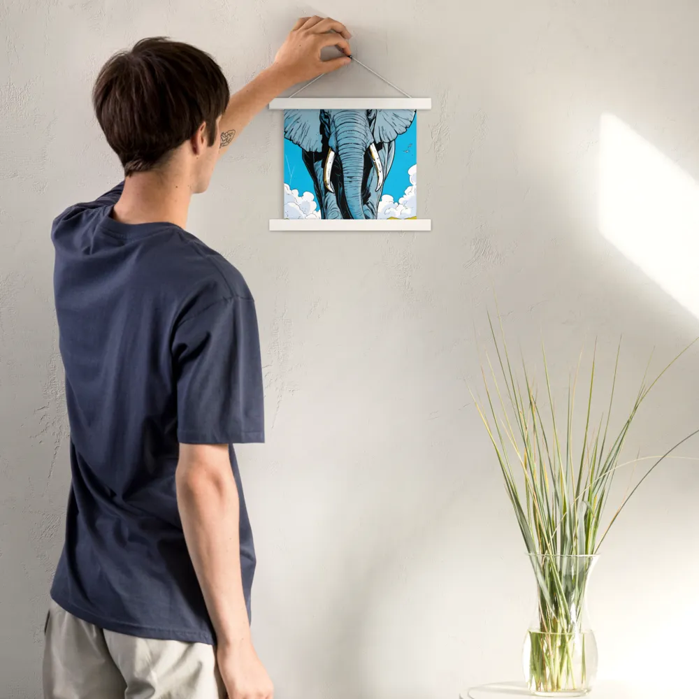 Majestic Presence: The Elephant | Poster With White Wood Hanger | 10″×10″