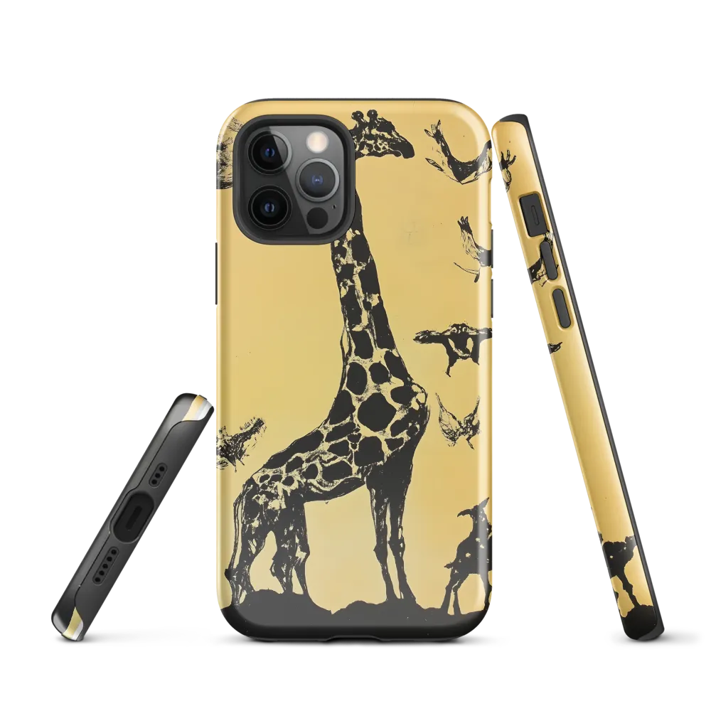 Whimsical Harmony of Giraffe and Birds