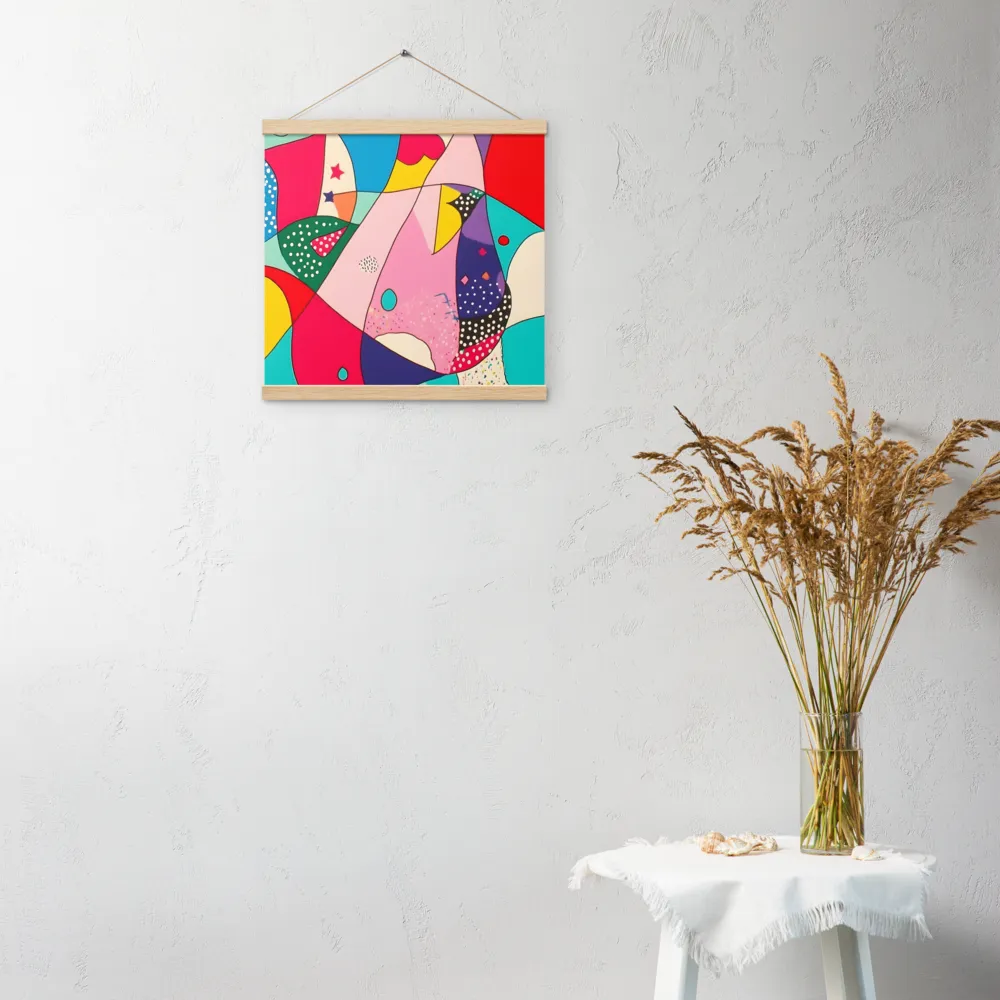 Playful Geometry in Color | Poster With Oak Wood Hanger | 16″×16″