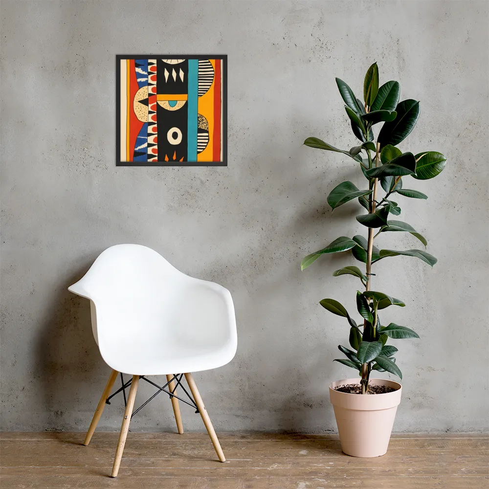 Playful Geometry: A Modern Abstract Exploration | Poster with Black Frame | 18″×18″