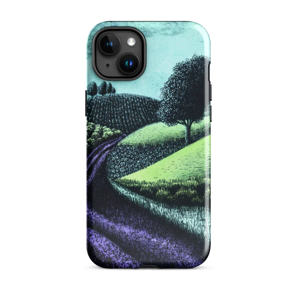 Winding Serenity: A Modern Landscape | Phone Case |  15 Plus | Tough Case | Glossy